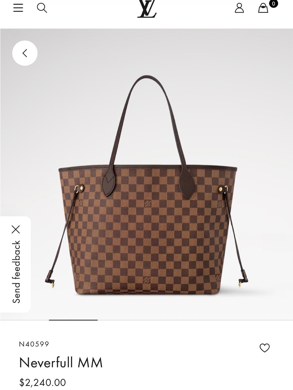 Louis Vuitton Neverfull MM Damier Ebene w Pochette. Full Box, travel/dust bag